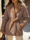 Versatile lapel short belted coat