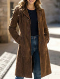 Western-style long trench coat with lapel