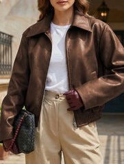 Stylish Loose-fitting Motorcycle Leather Jacket
