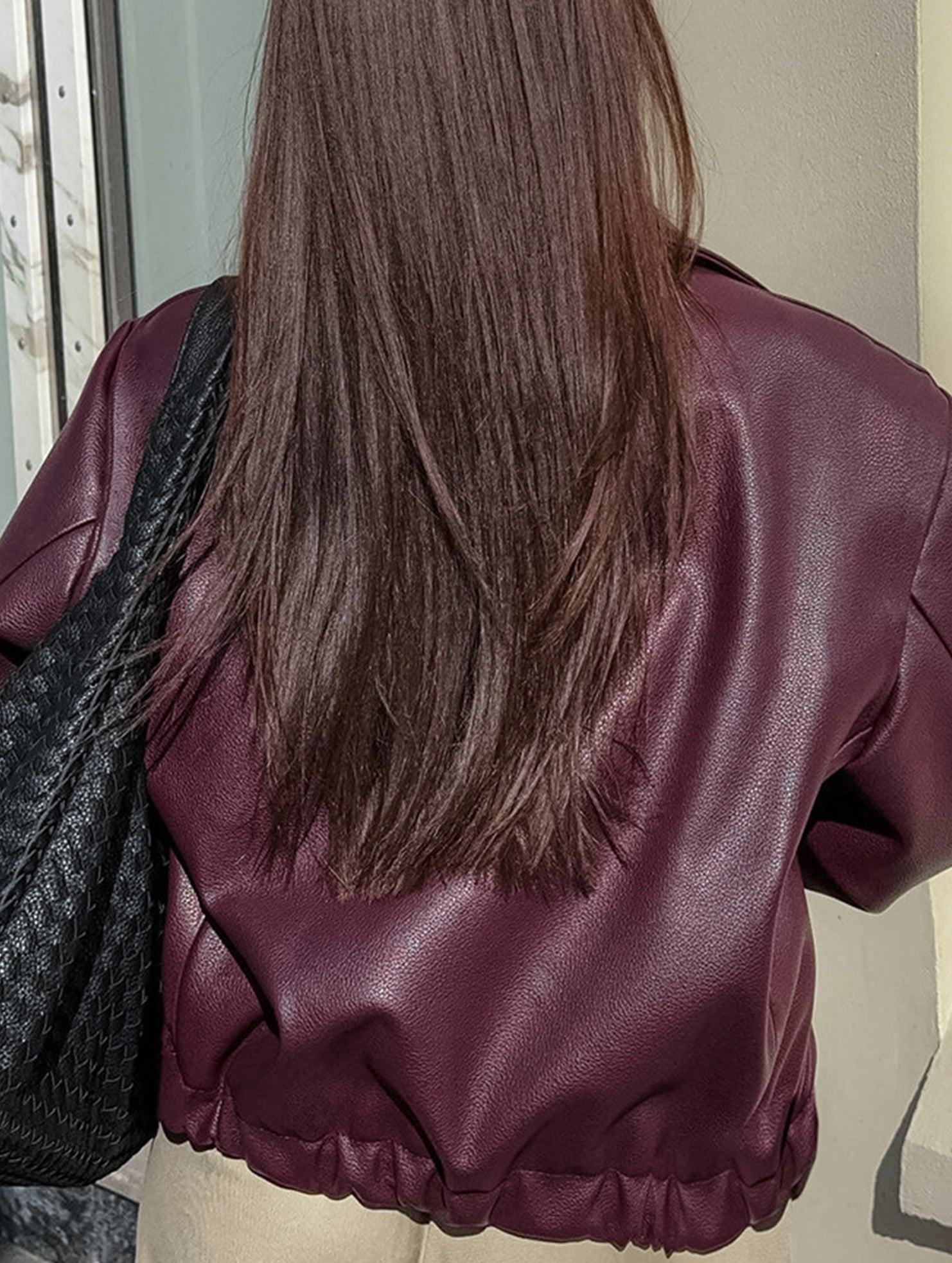 Stylish Loose-fitting Motorcycle Leather Jacket