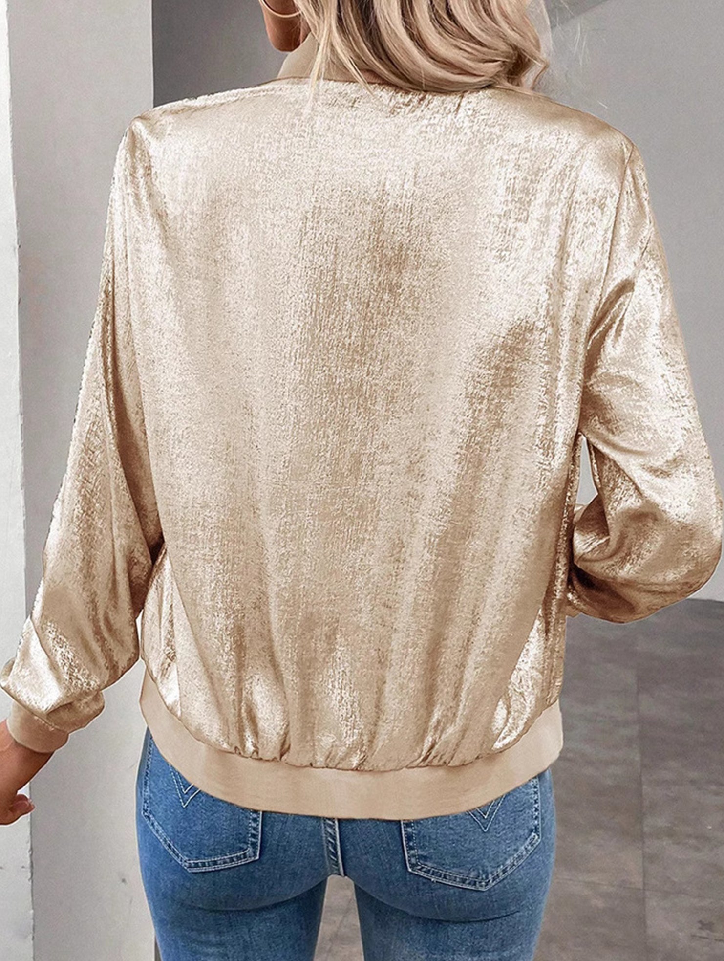 Stylish solid color patchwork lightweight jacket