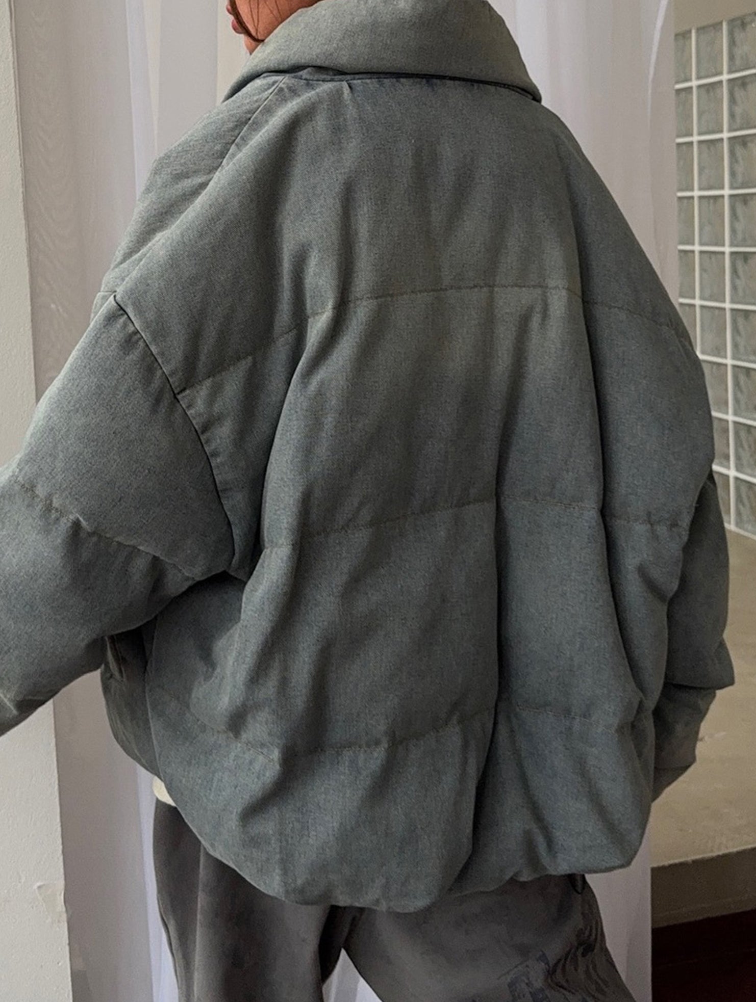 Retro-style warm stand-up collar thick cotton coat