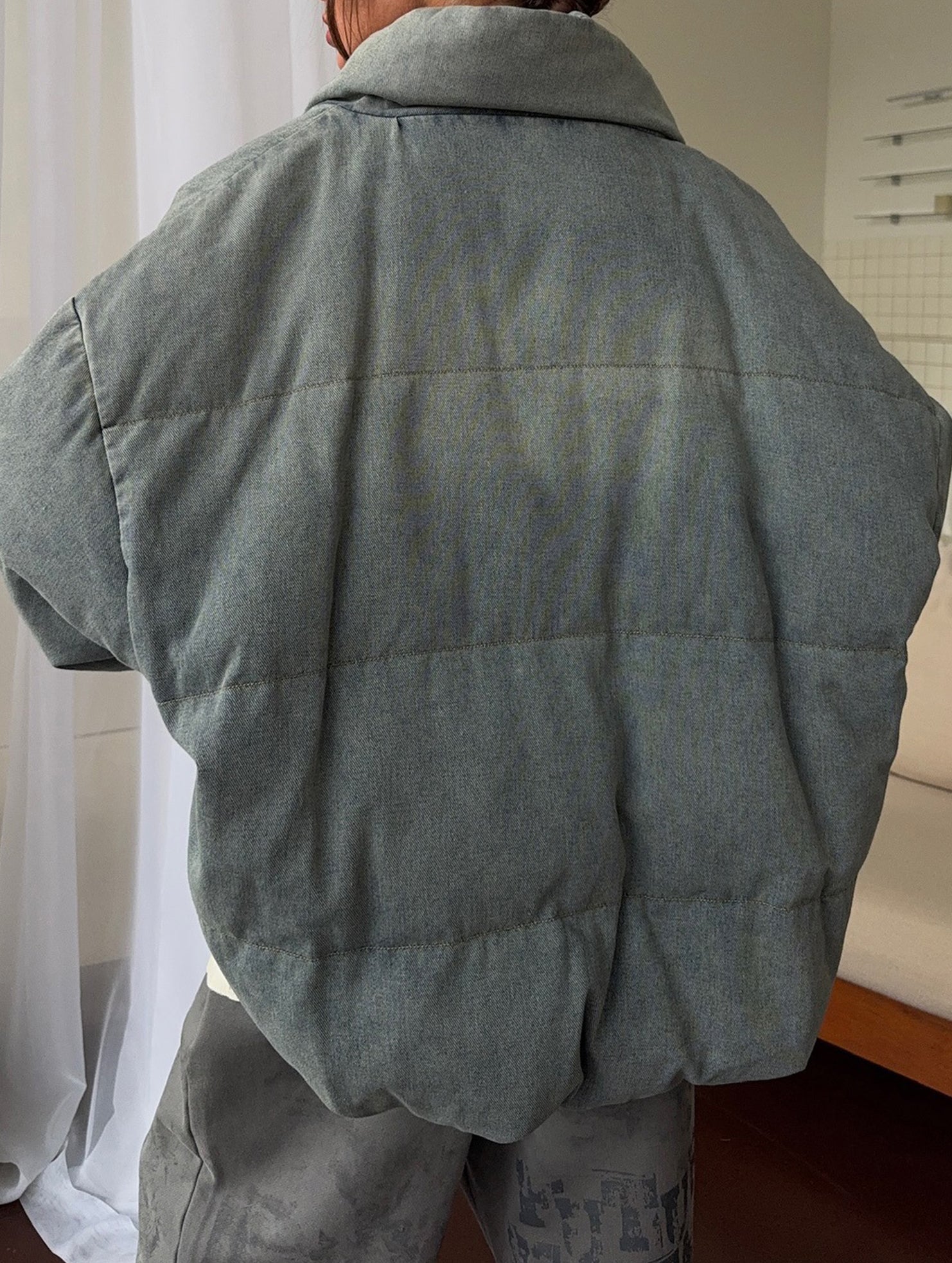 Retro-style warm stand-up collar thick cotton coat