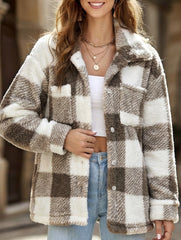 Plaid Cropped Fleece Jacket