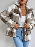 Plaid Cropped Fleece Jacket