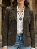 Vintage Cropped Jacket with Metal Buttons