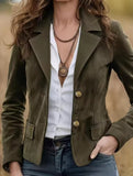 Vintage Cropped Jacket with Metal Buttons