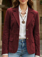 Vintage Cropped Jacket with Metal Buttons