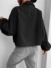 Drop Shoulder Corduroy Cropped Casual Jacket