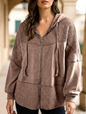 Color Block Hooded Washed Drawstring Jacket_CWOJA01826