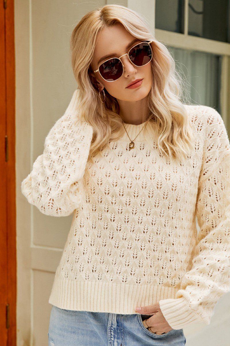 Women Ribbed Crewneck Knit Pullover Sweater Top_Cwoswl0399