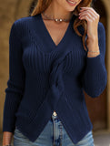 Ribbed hem slit sweater