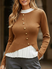 Contrast-panel slim-fit knit pullover sweater