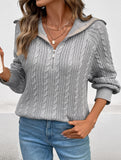 Lazy Retro Lapel Cable Zipper Sweater