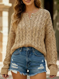 Loose solid color pullover cropped sweater