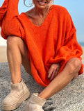 Fashionable V-neck long-sleeved sweater