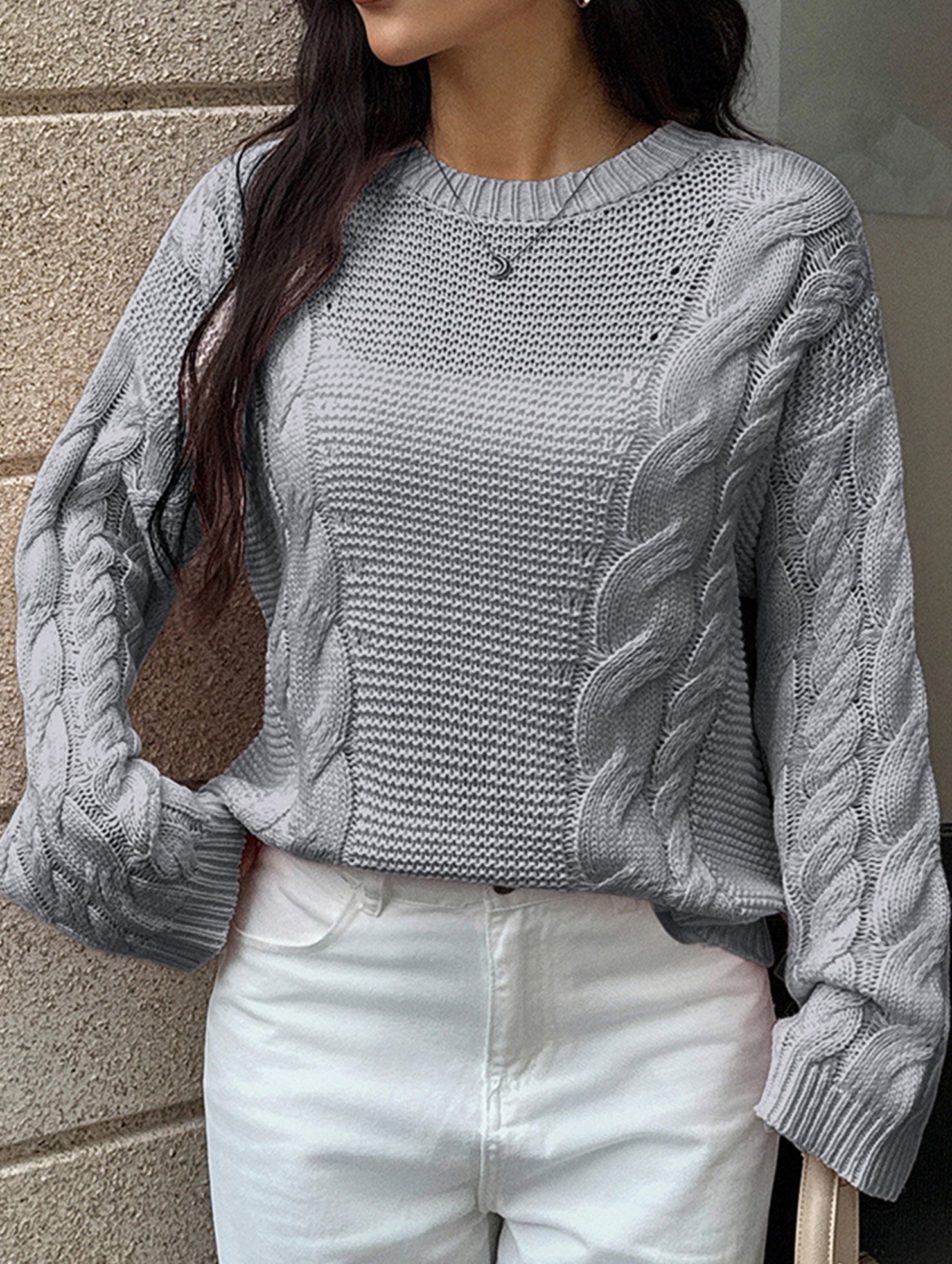 Casual simple wool long-sleeved sweater