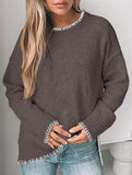 Versatile crew neck casual long-sleeved sweater