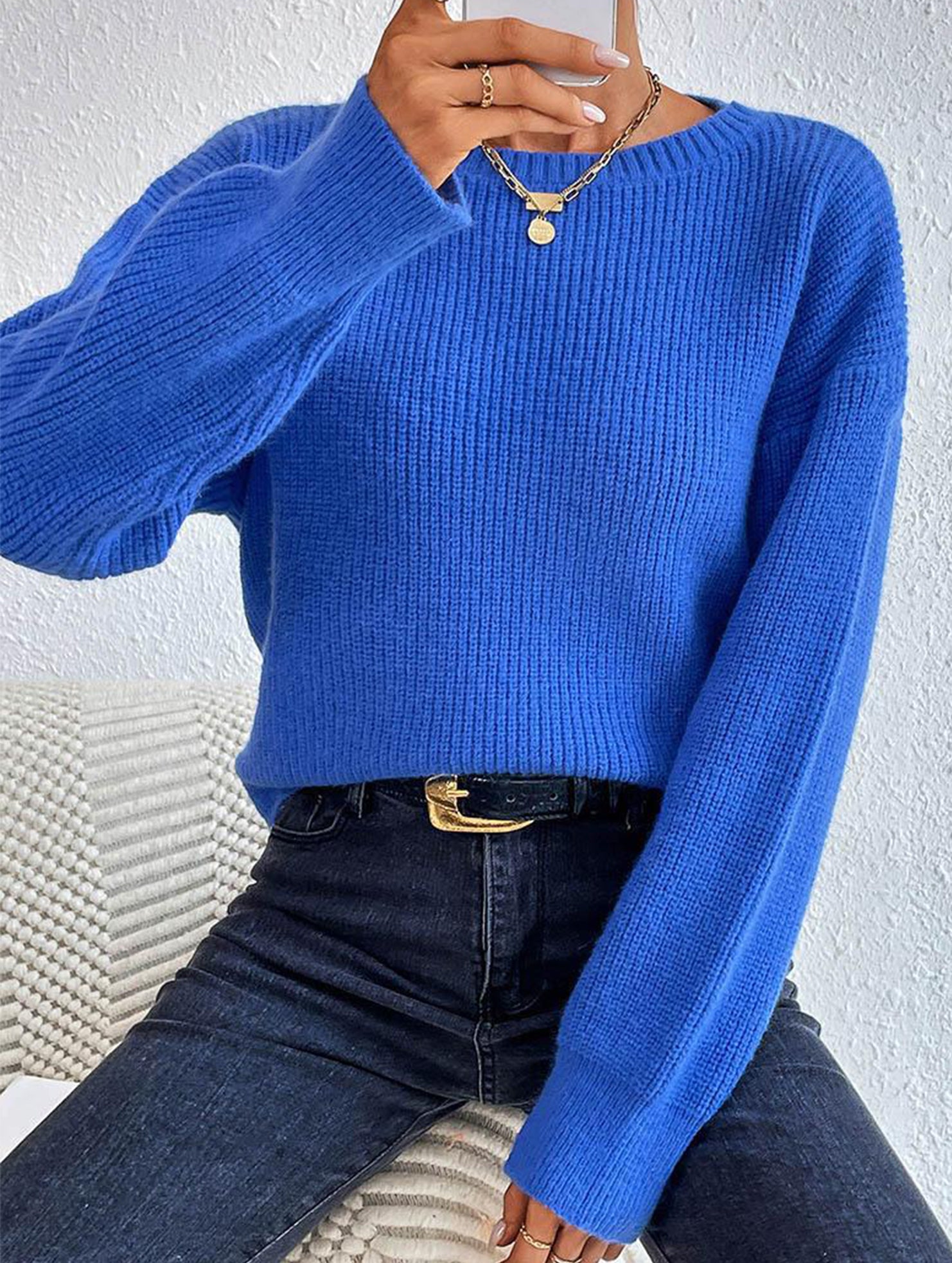 Warm loose long-sleeved sweater