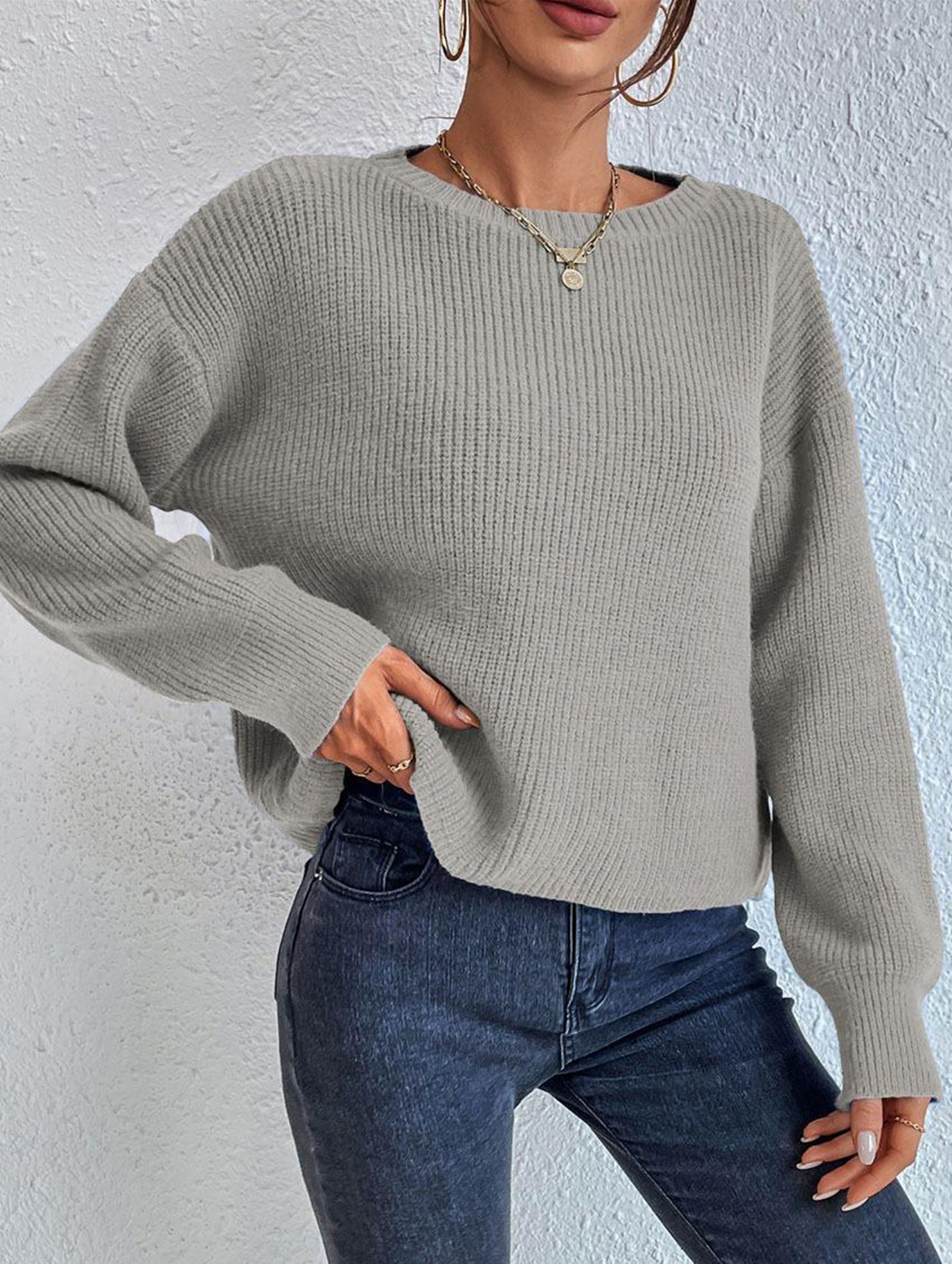 Warm loose long-sleeved sweater