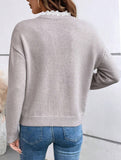 Lace V-neck loose sweater