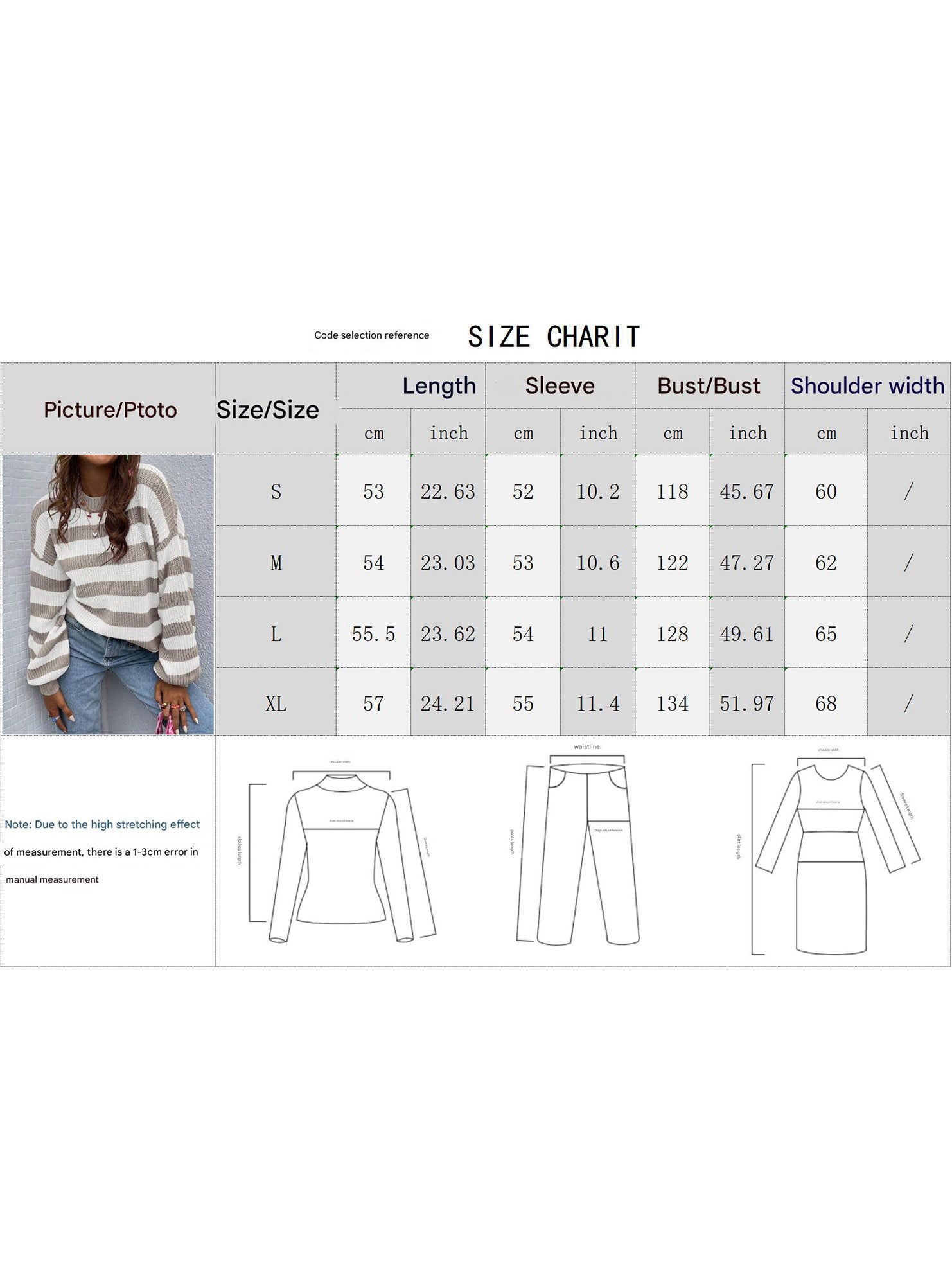 crew neck loose striped pullover sweater