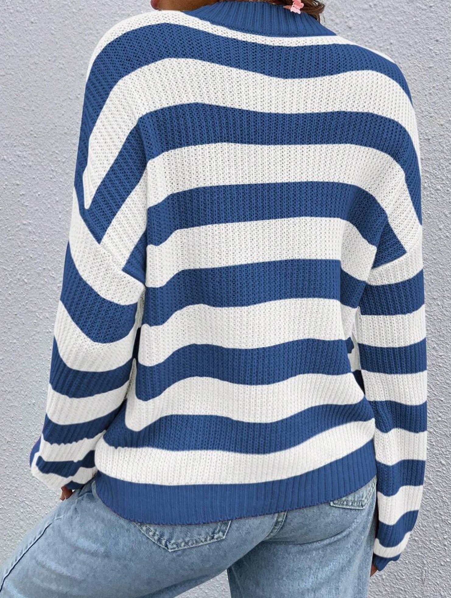 crew neck loose striped pullover sweater