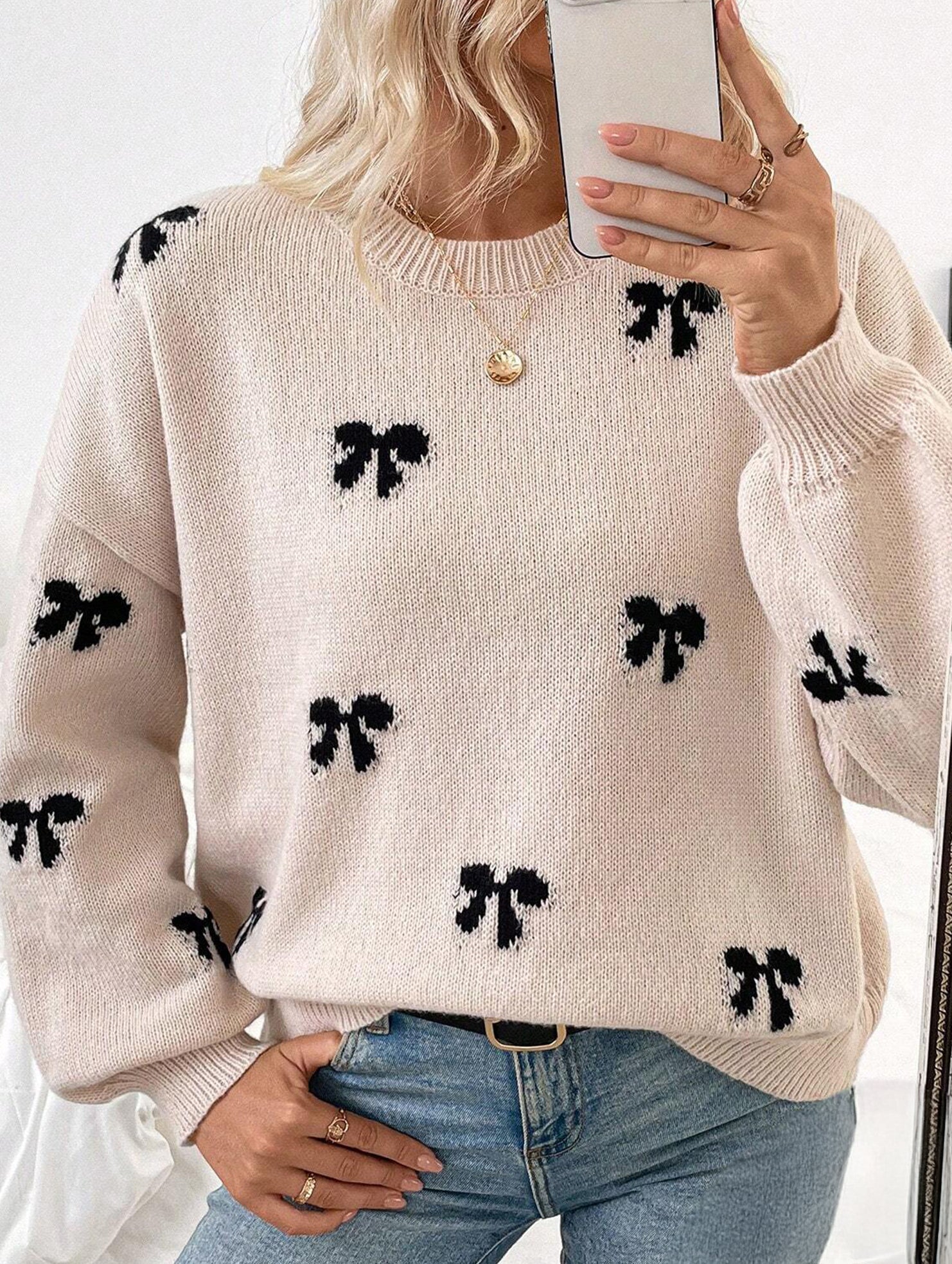 Fashionable new style pullover bow sweater