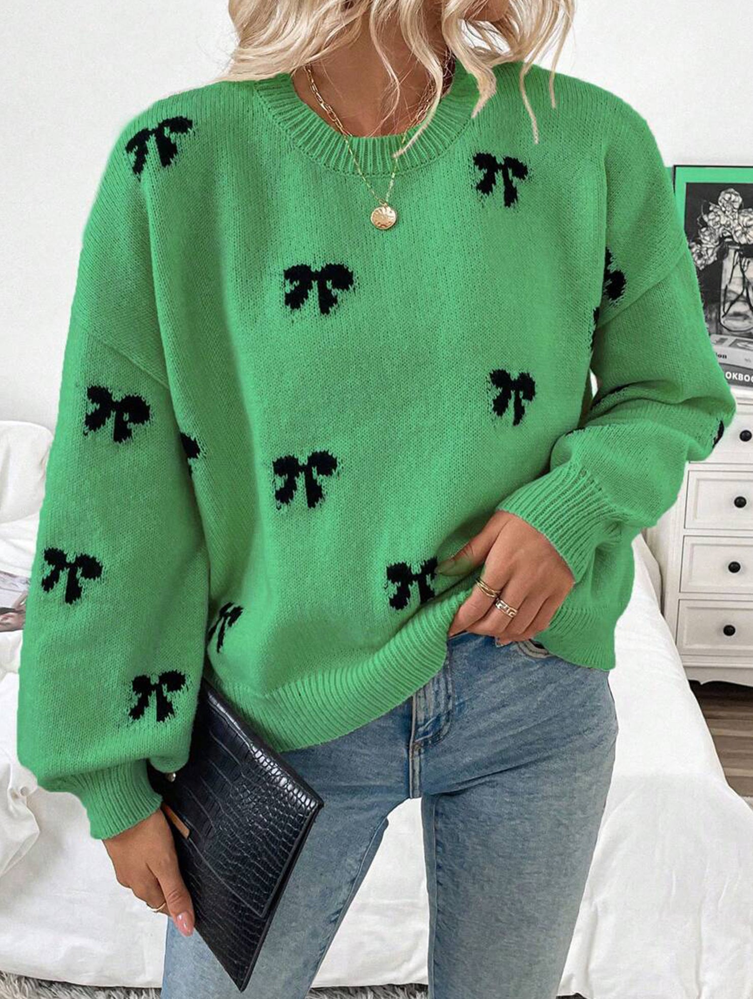 Fashionable new style pullover bow sweater