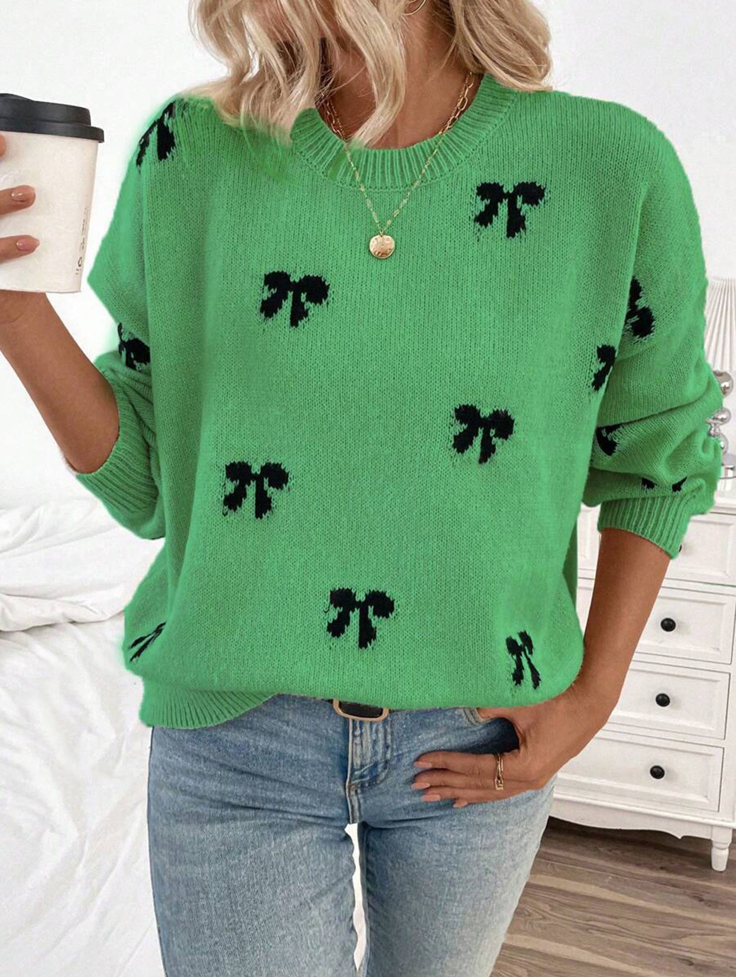 Fashionable new style pullover bow sweater