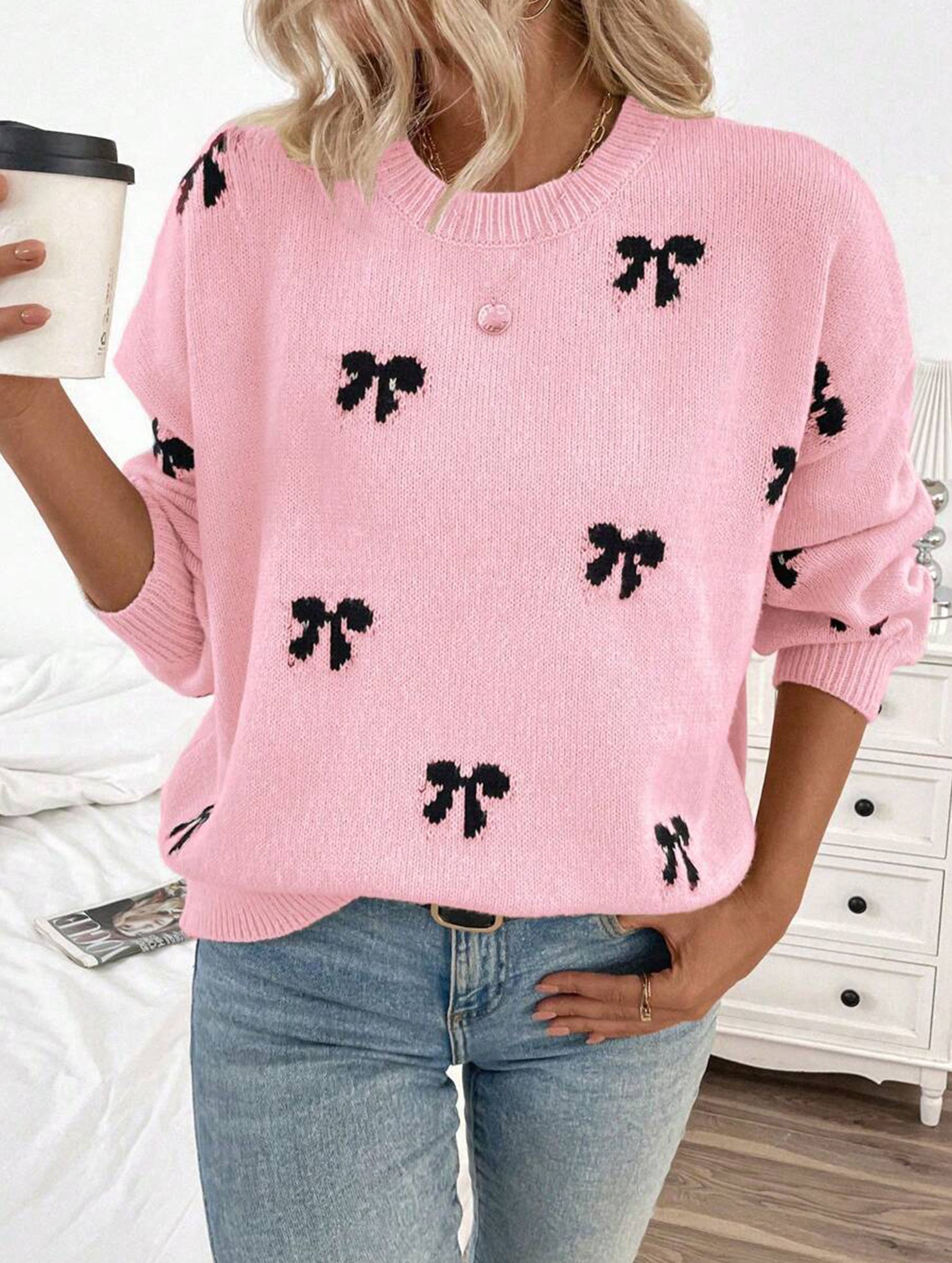 Fashionable new style pullover bow sweater