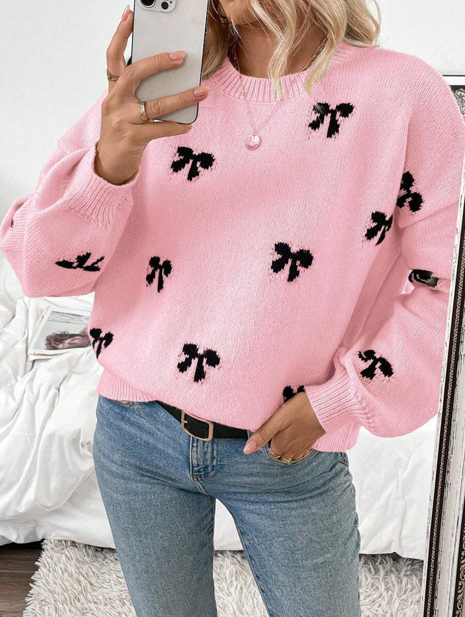 Fashionable new style pullover bow sweater