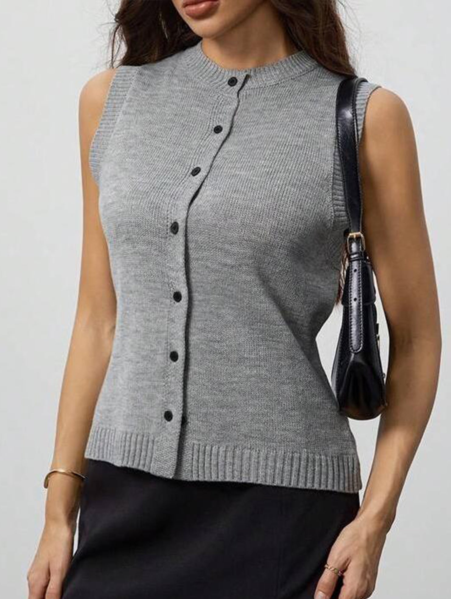 All-match round neck knitted cardigan