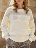 Simple hollow long-sleeved sweater