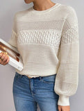 Simple hollow long-sleeved sweater