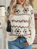 Patterned turtleneck pullover sweater