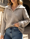 Casual long-sleeved lapel sweater