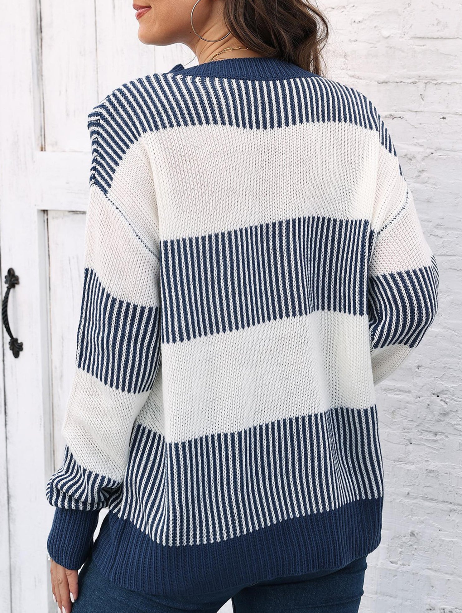 Loose contrast striped sweater