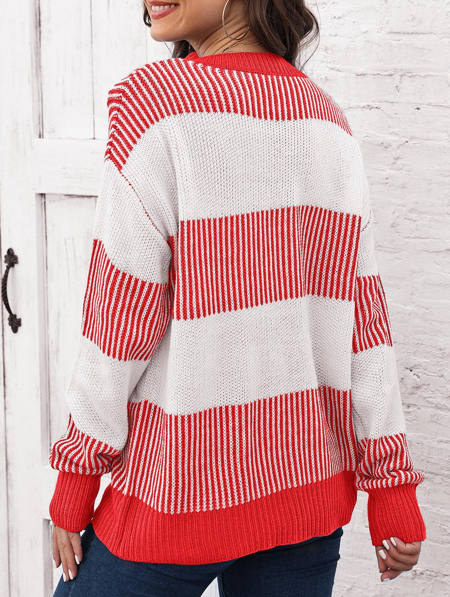 Loose contrast striped sweater