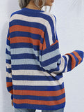 Loose striped crew neck base knit sweater