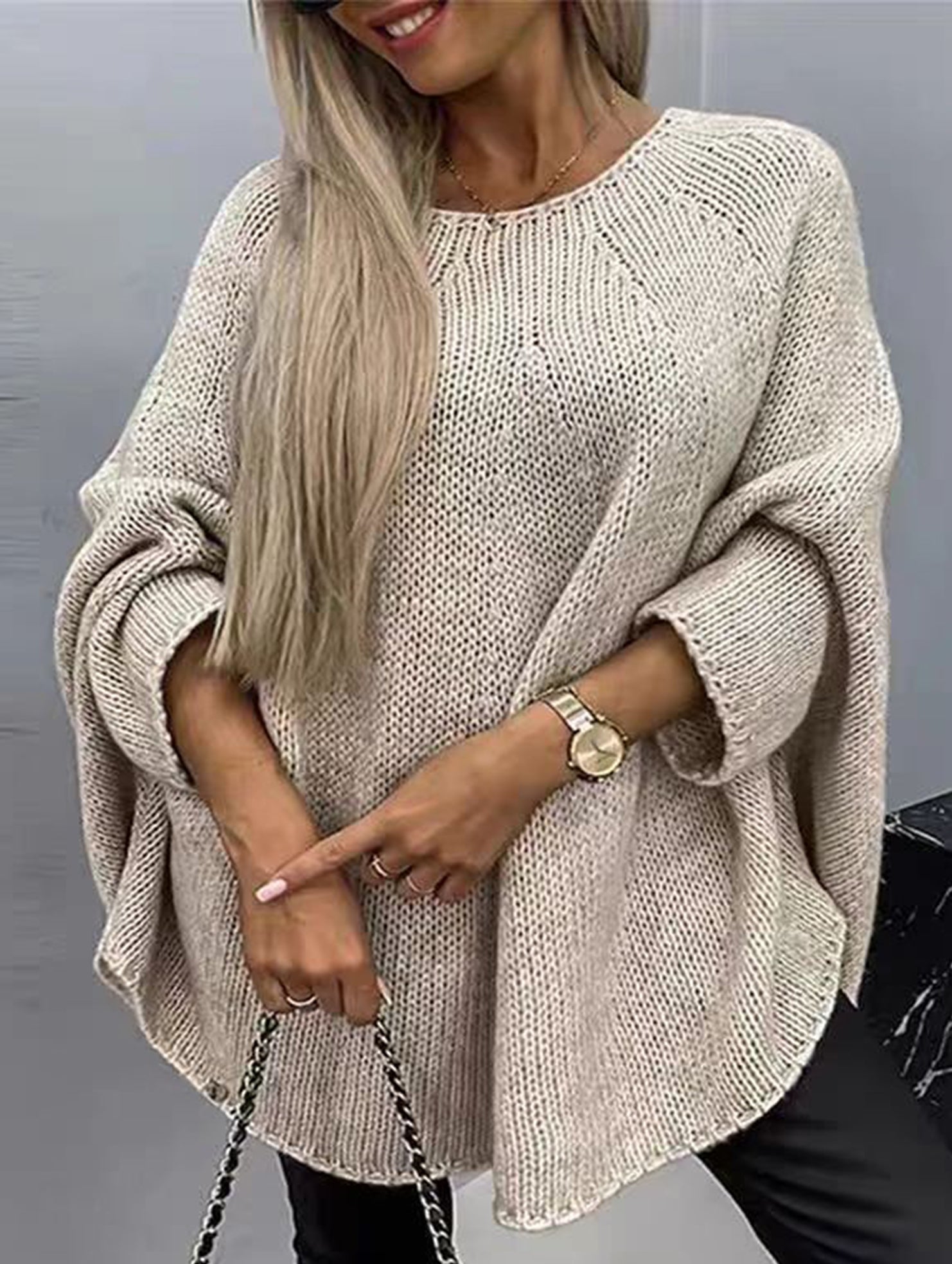 Fashionable knitted shawl sweater