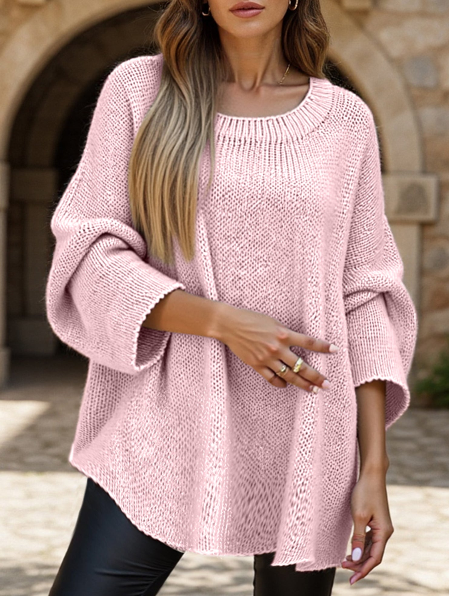 Fashionable knitted shawl sweater