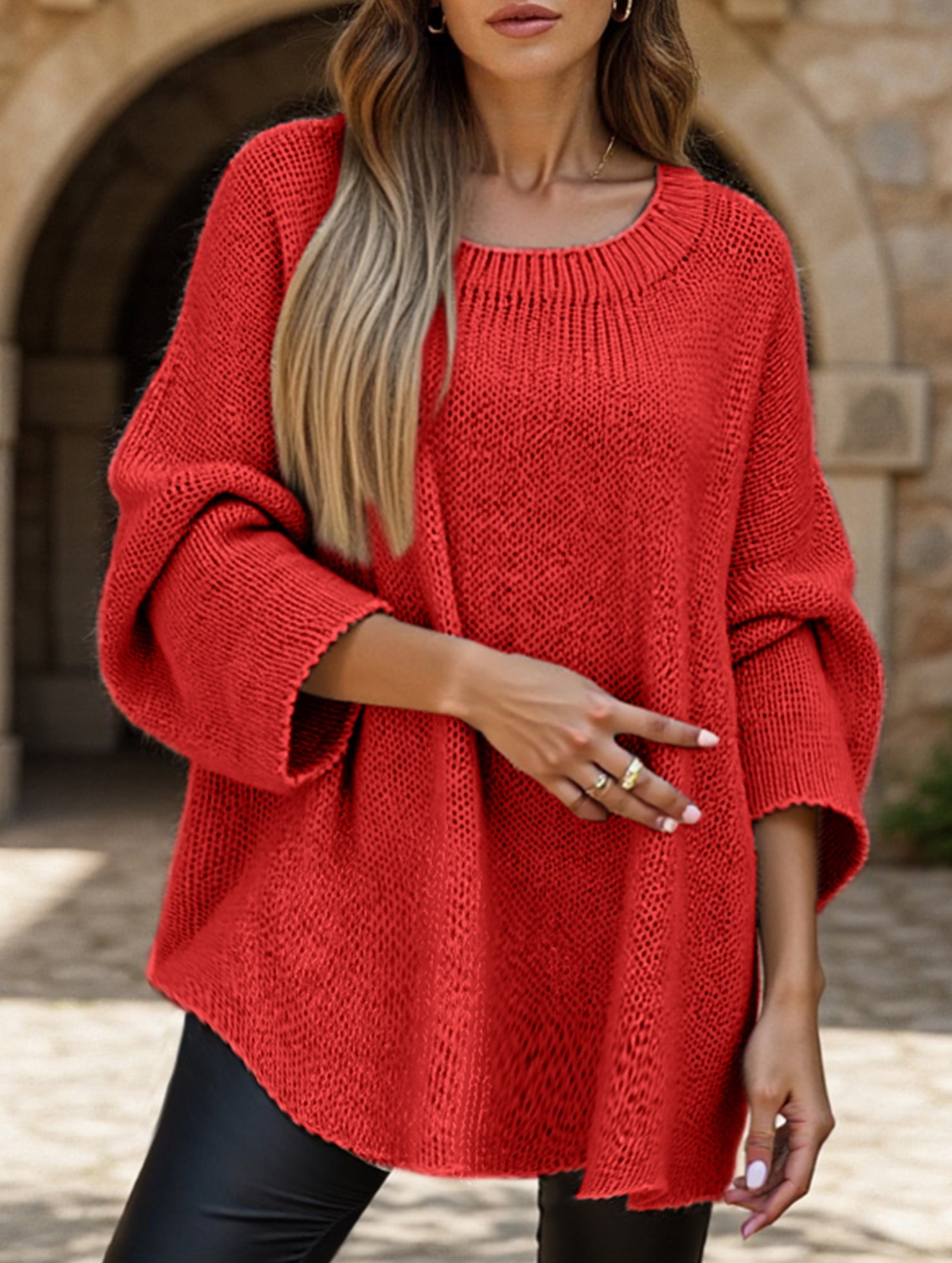 Fashionable knitted shawl sweater