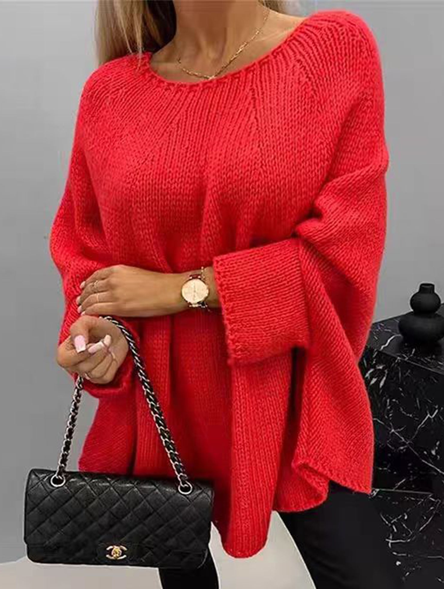 Fashionable knitted shawl sweater