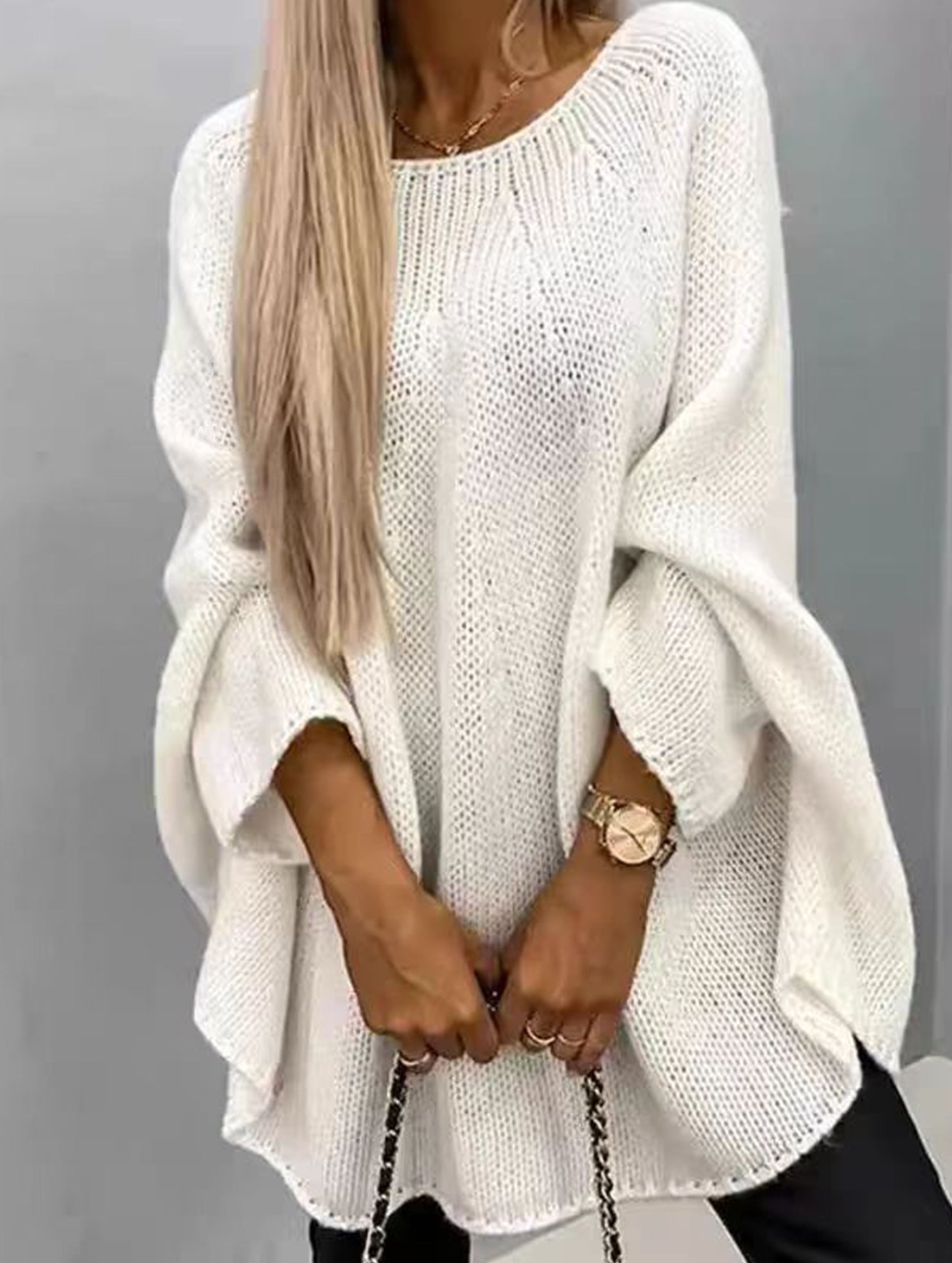 Fashionable knitted shawl sweater