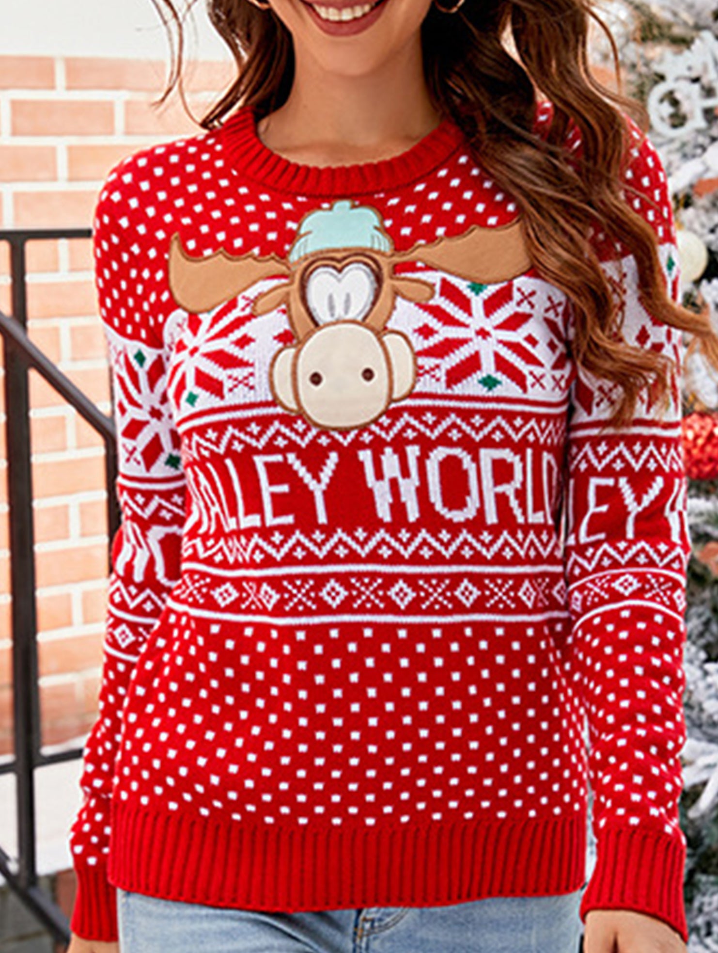 Christmas Tree Letters Cartoon Knitted Sweater