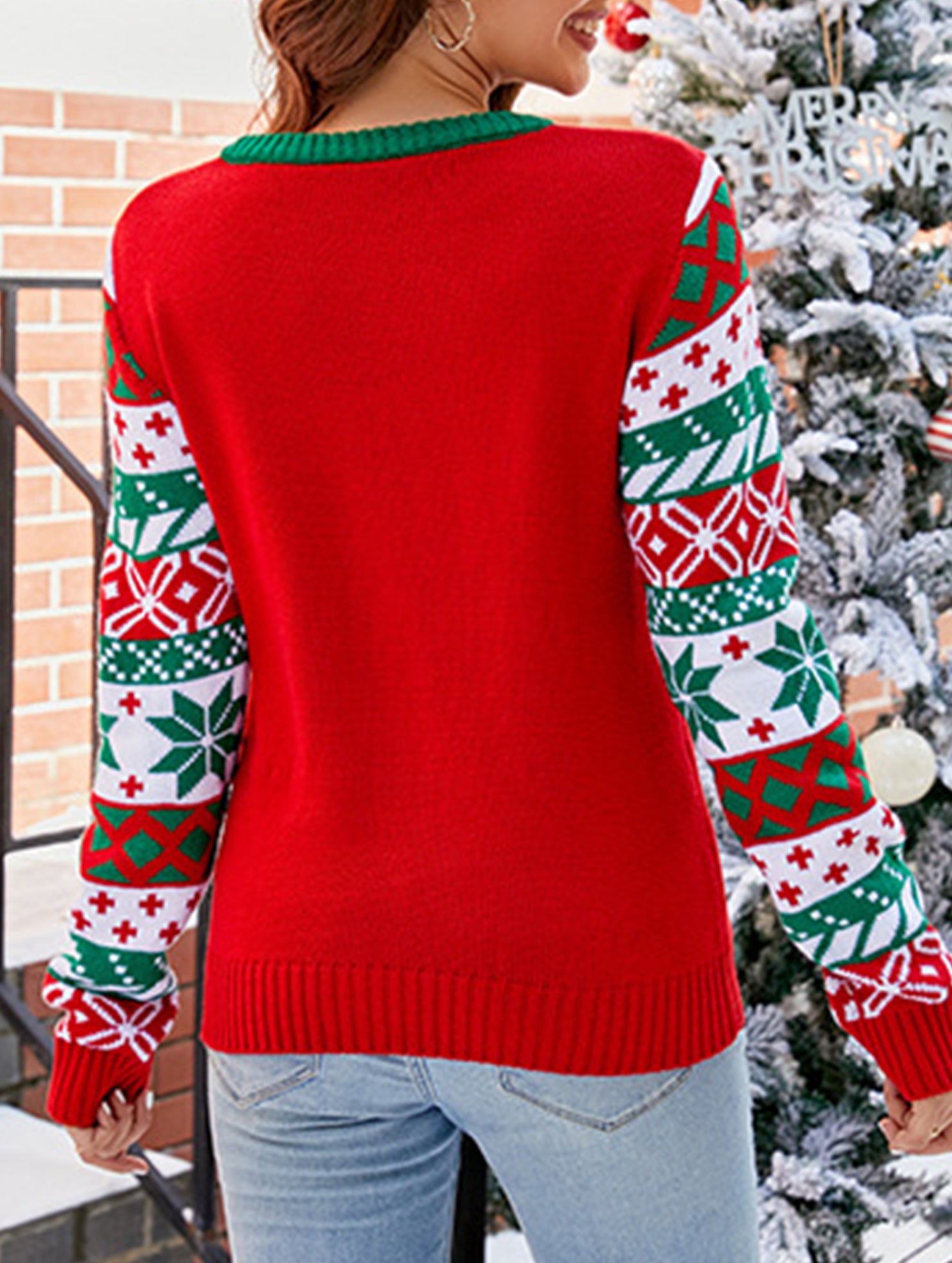 Christmas Tree Letters Cartoon Knitted Sweater