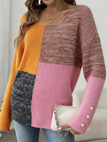 Irregular patchwork deep knit sweater