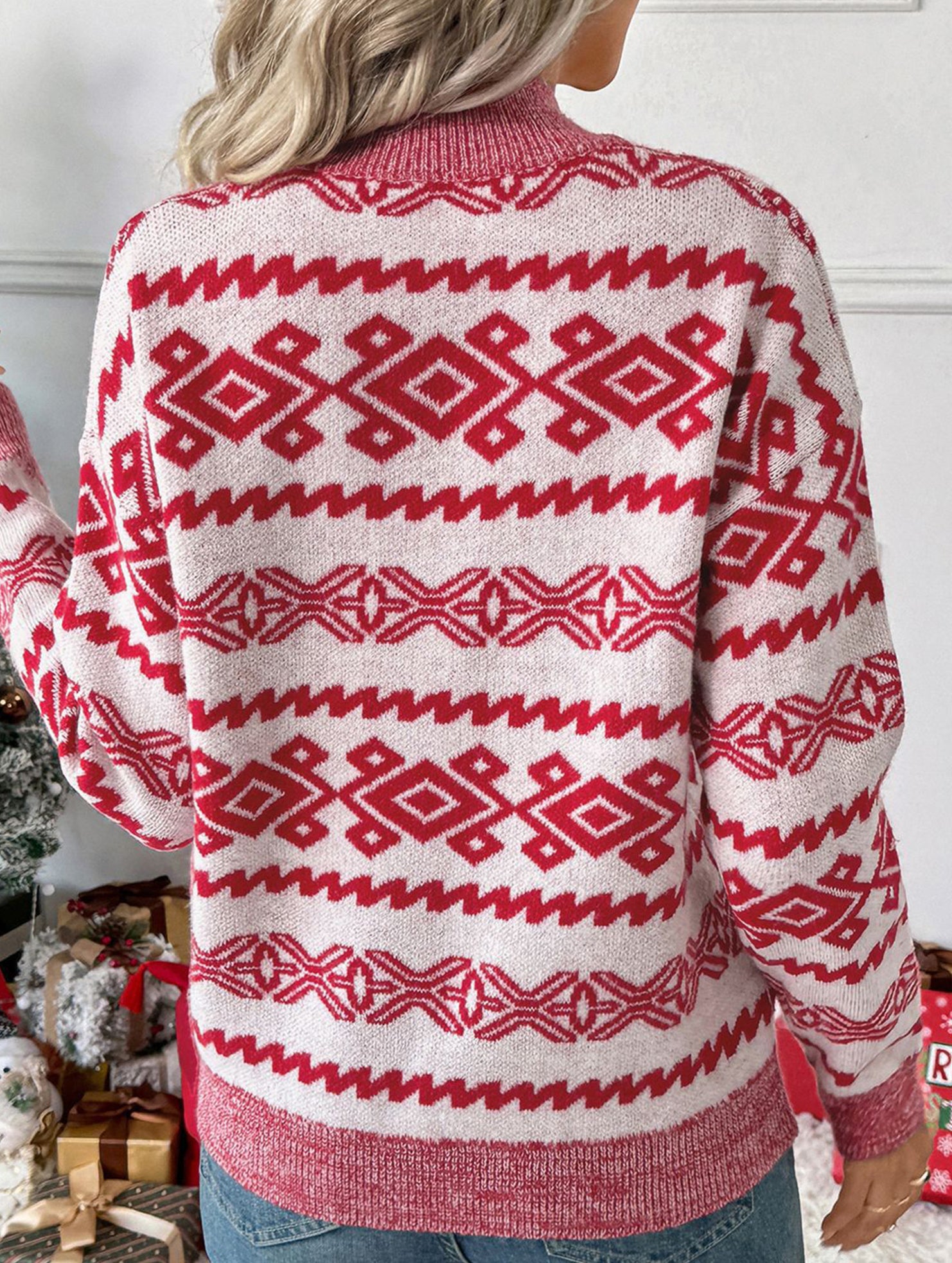 High-neck pullover loose letter Christmas sweater