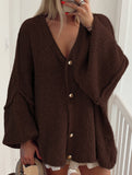 loose and relaxed v-neck knit cardigan